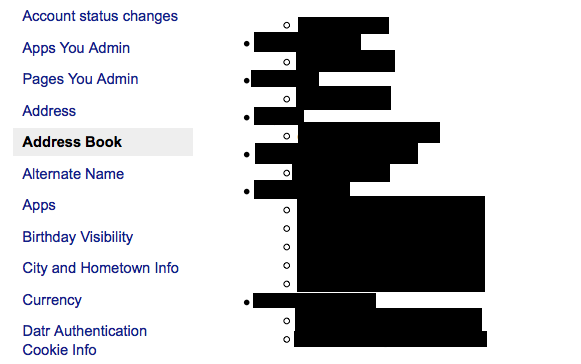 Facebook Enhanced Archive Data, Address Book