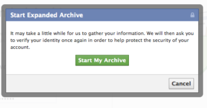 Facebook Start My Archive - Enhanced Archive