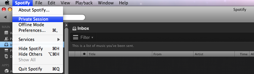 Spotify Private Session