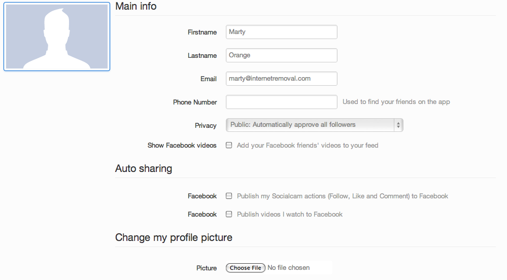 Disable Socialcam Autosharing