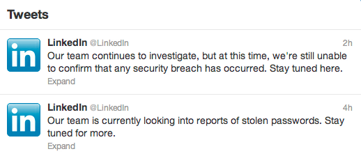 LinkedIn Twitter, Mass Compromise Linkedin, LinkedIn Password compromise