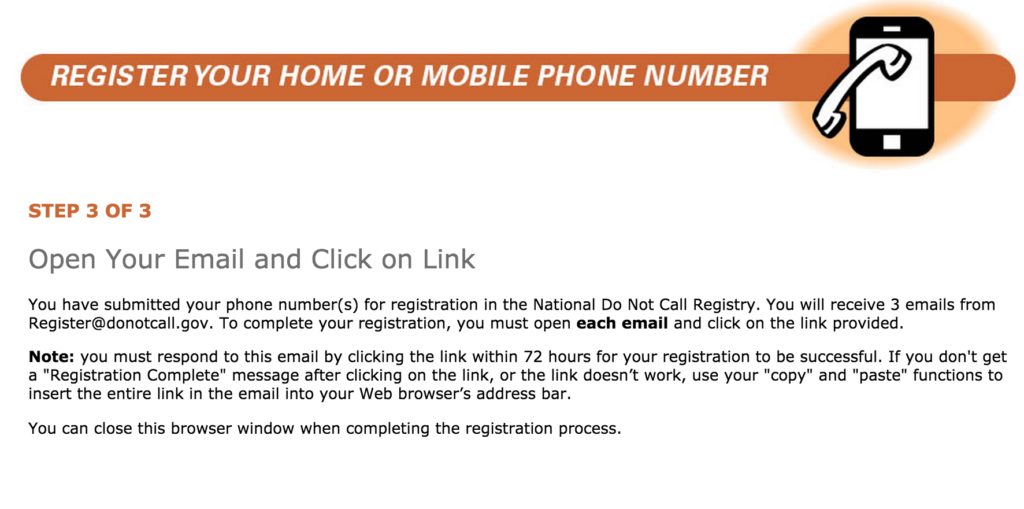 National Do Not Call Step 3