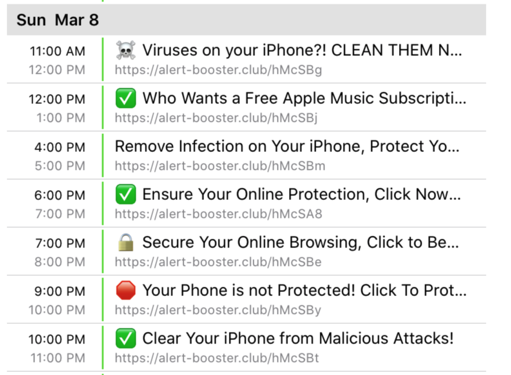 iPhone Calendar Virus / Rogue Subscribed Calendar Internet Removal