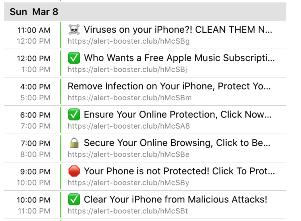 iPhone Calendar Virus